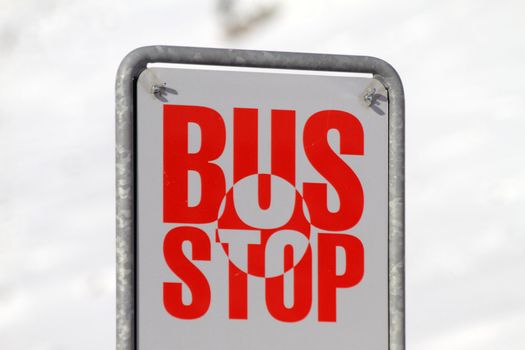 bus stop sign in Switzerland, along the road to the Bernina Pass