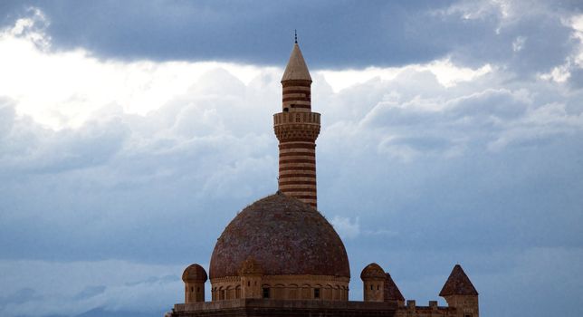 Tower of Old castle Ishak Pasha Palace near Dogubayazit in Eastern Turkey