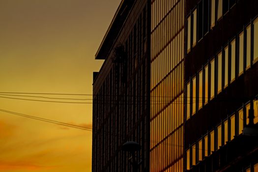 Skyscraper facade in a modern urban financial district