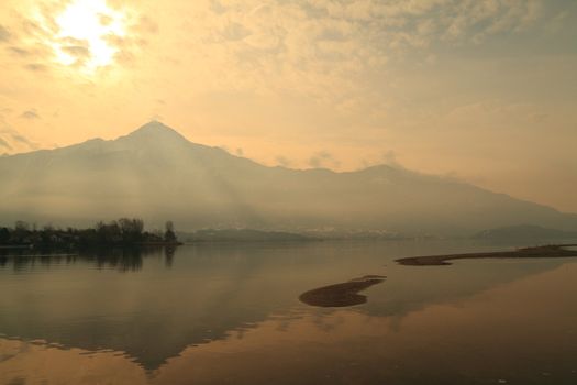 Como lake (Sorico), walking at sunset