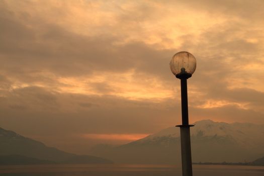 Como lake (Sorico), walking at sunset