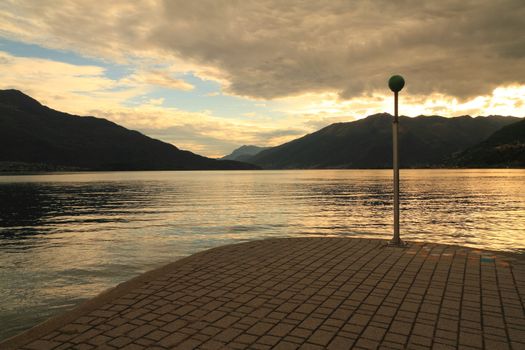 Como lake (Sorico), walking at sunset