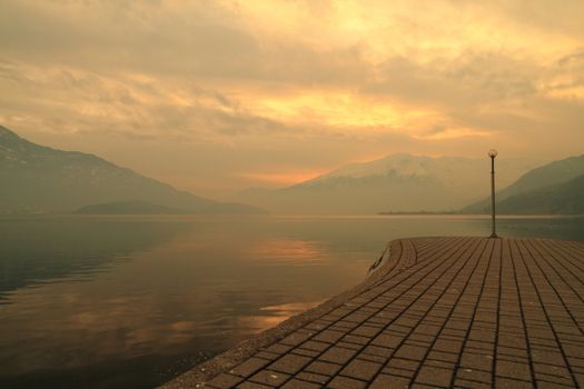 Como lake (Sorico), walking at sunset