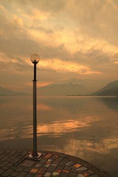 Como lake (Sorico), walking at sunset