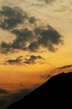 Sunset on the Alps in northern Italy