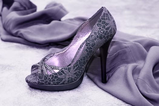 Violet shoes and silk dress
