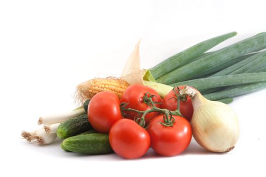 an assortment of mixed vegetables on white background