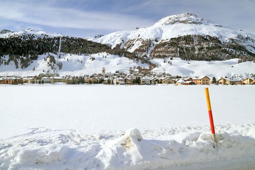 Engadina(Switzerland), view of a village in the snow