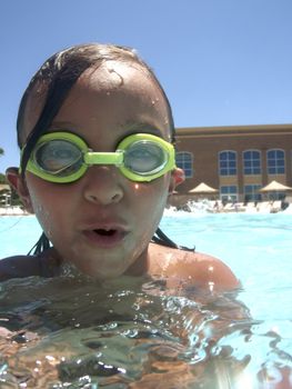 Little boy at neighborhood pool