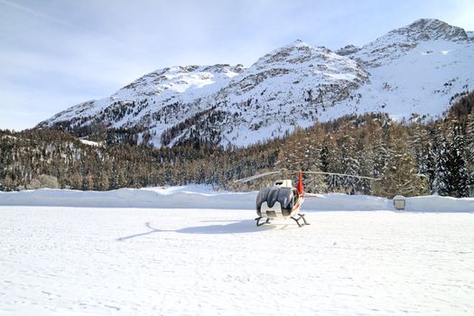 Engadina(Switzerland), helicopter on the snow