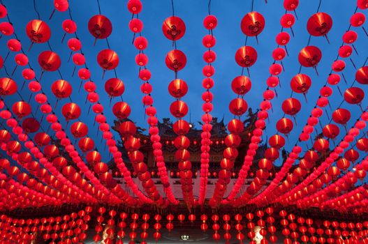 Oriental lanterns display at temple.