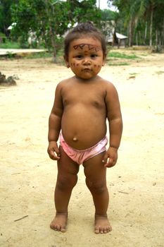 A young child photograph taken in an Amazonian tribe.