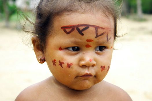 A young child photograph taken in an Amazonian tribe.