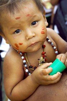 A young child photograph taken in an Amazonian tribe.