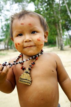 A young child photograph taken in an Amazonian tribe.