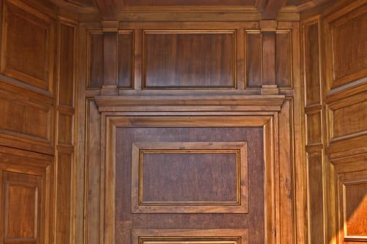 Detail of wooden church doors