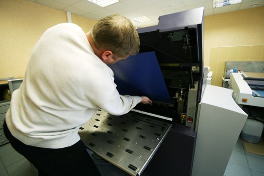 The phototypesetting equipment in a modern printing house