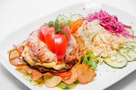 Meat steak with vegetables - tasty dish