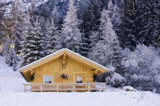 Snowy Landscape of Dolomites Mountains during Winter Season, Italy