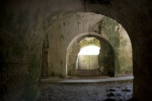 The powder magazine area of a 19th century Civil War fort  (Fort Pickens,  Gulf Islands National Seashore)