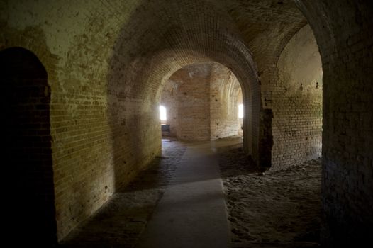 The powder magazine area of a 19th century Civil War fort  (Fort Pickens,  Gulf Islands National Seashore)