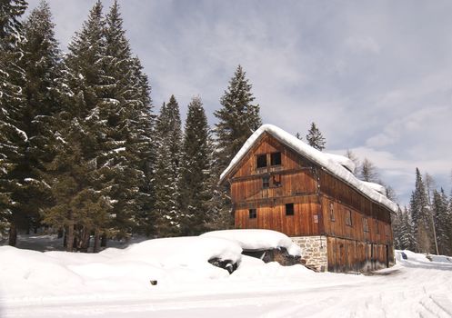 Cold Winter in the Heart of Dolomites, Veneto, Northern Italy