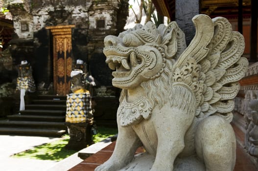 Stone Carving at Ubud Palace or Puri Saren, Bali, Indonesia.