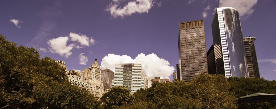 Panoramic View of New York City Buildings, U.S.A.