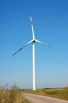 Wind turbine in a wind farm in Central Europe