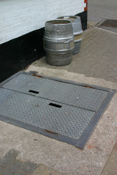 Grate to Pub Cellar and 2 Kegs of Ale