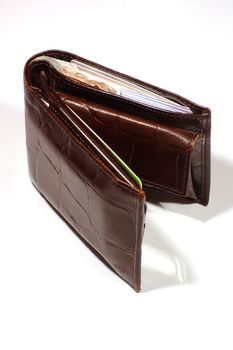 Leather Wallet Full of Credit Cards and Cash