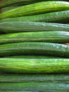 Closeup of Cucumbers in a Continental Market in England