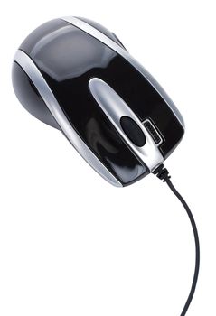 black computer mouse, isolated on white