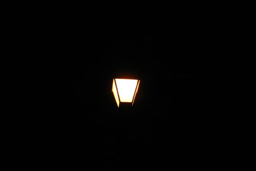 Old Street Light Lit at Night