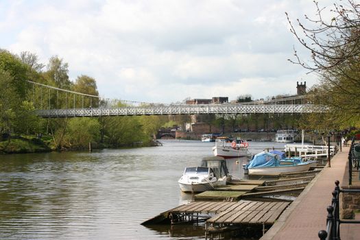 Boats Moored on the River Dee in Chester