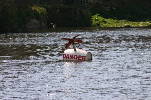 Danger Buoy Near Wier on River Dee in Chester