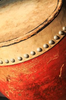 close up of old chinese drum