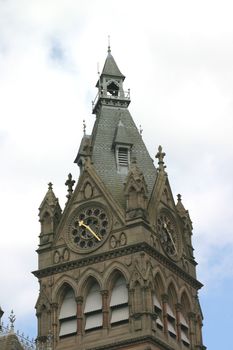 Clock Tower with Golden Hands