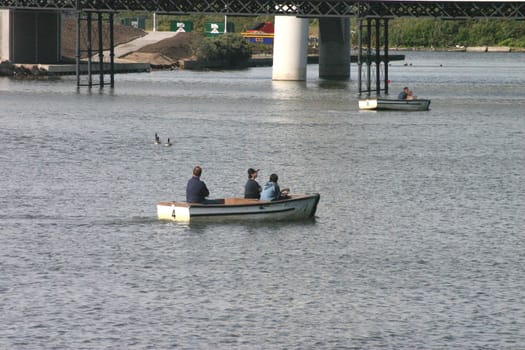 Motor Boat on Boating Lake in England