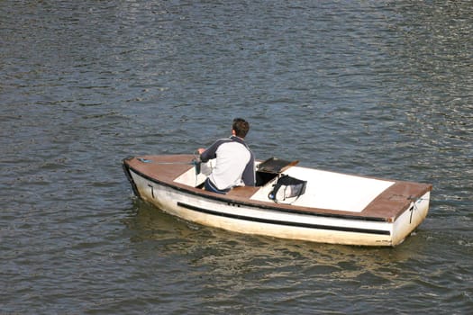 Man in a Small Motor Boat