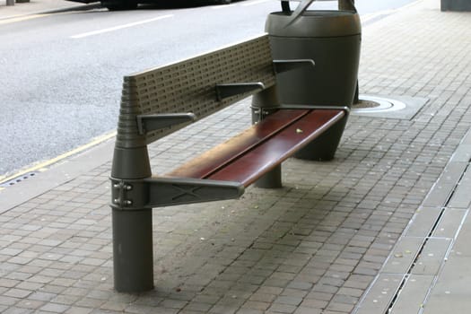 Modern Bench in City Street