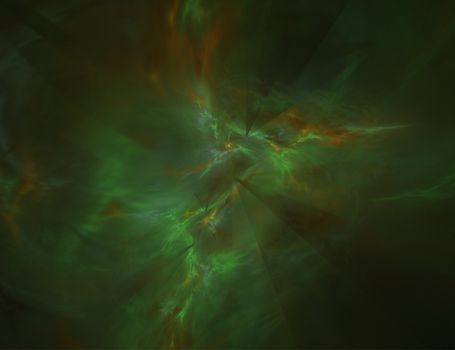 Abstract Green and Brown Alien Gas Cloud Formation in Space