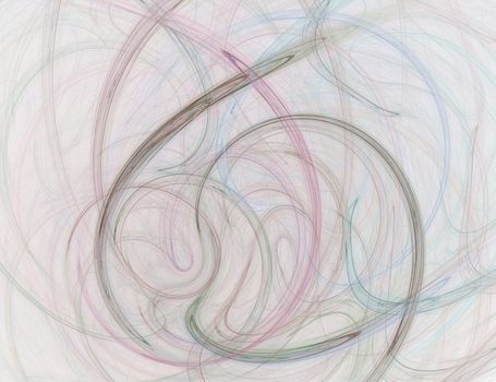 Abstract Pastel Colored Smoke Swirls on White Background