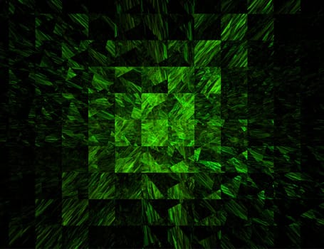Bright Green Abstract Squares on Black Background