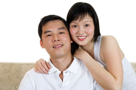 Portrait of Young Asian couple with smiling face.