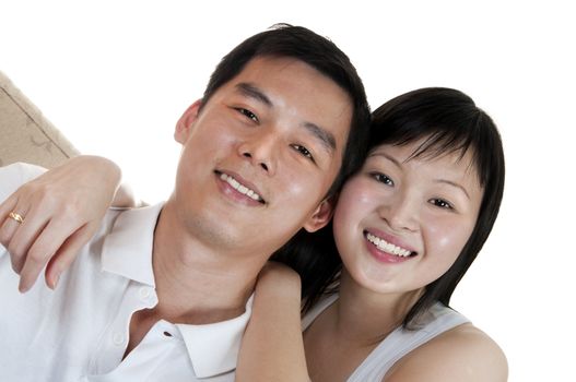 Portrait of Young Asian couple with smiling face.