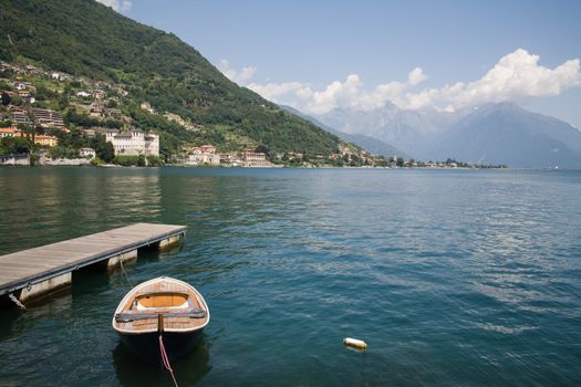 Panoramic view of a village on the northern area of Lake Como (Italy).