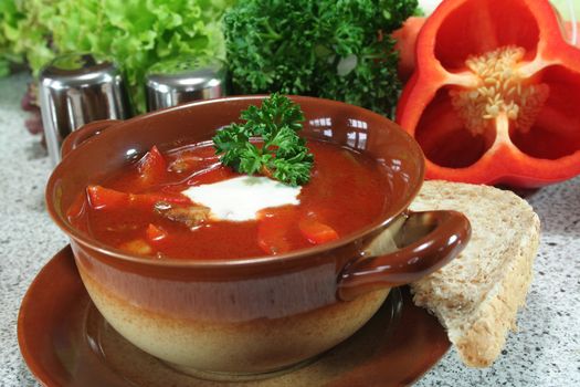 a Goulash soup with bread