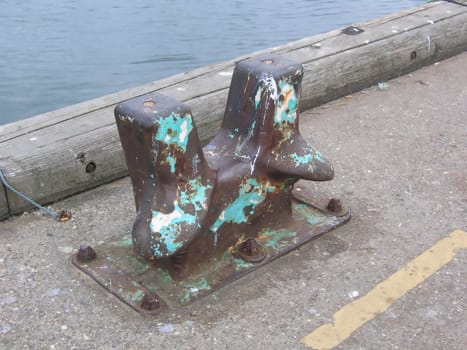 Closeup of Ships Mooring Bollard