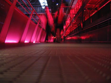 Red Walkway in Big Factory